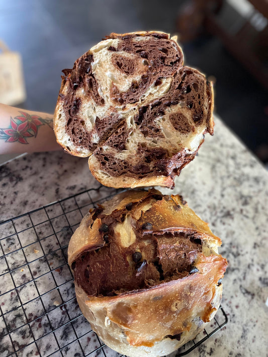 Chocolate Chip Chocolate Swirl Boule